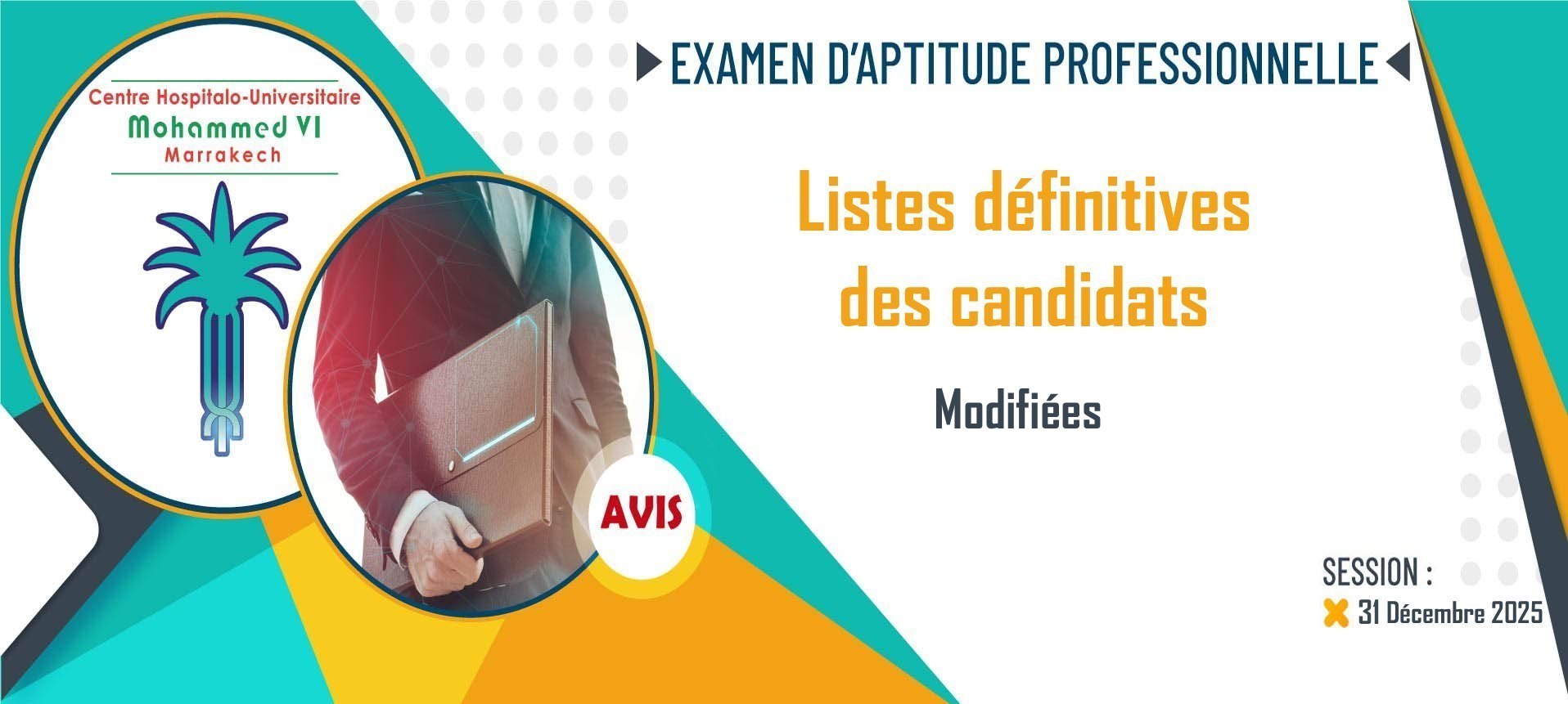 Les listes définitives des candidats ayant droit à participer à l'examen d'aptitude professionnelle - Sessions: 31 Décembre 2025