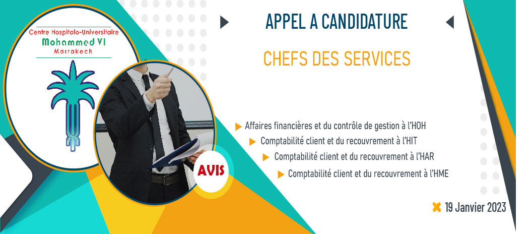 Appel à candidature pour occuper le poste de chef de service – 19/01/2023