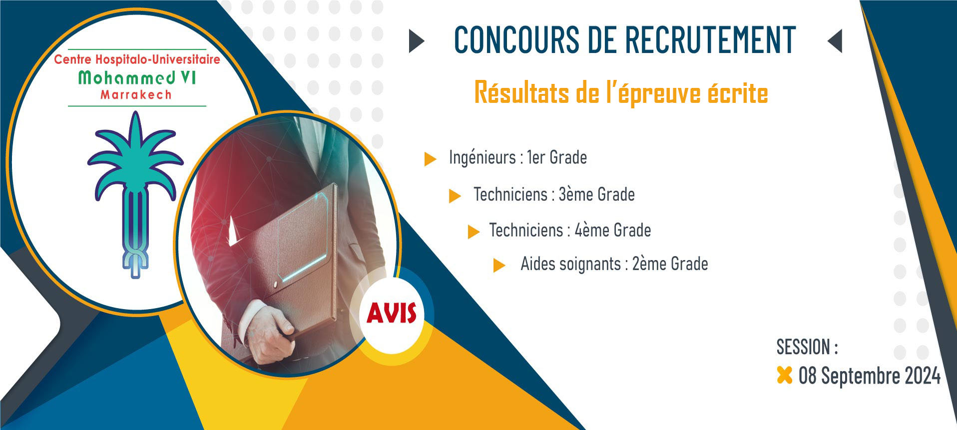 Résultat de l'épreuve écrite du concours de recrutement - Session 08 Septembre 2024