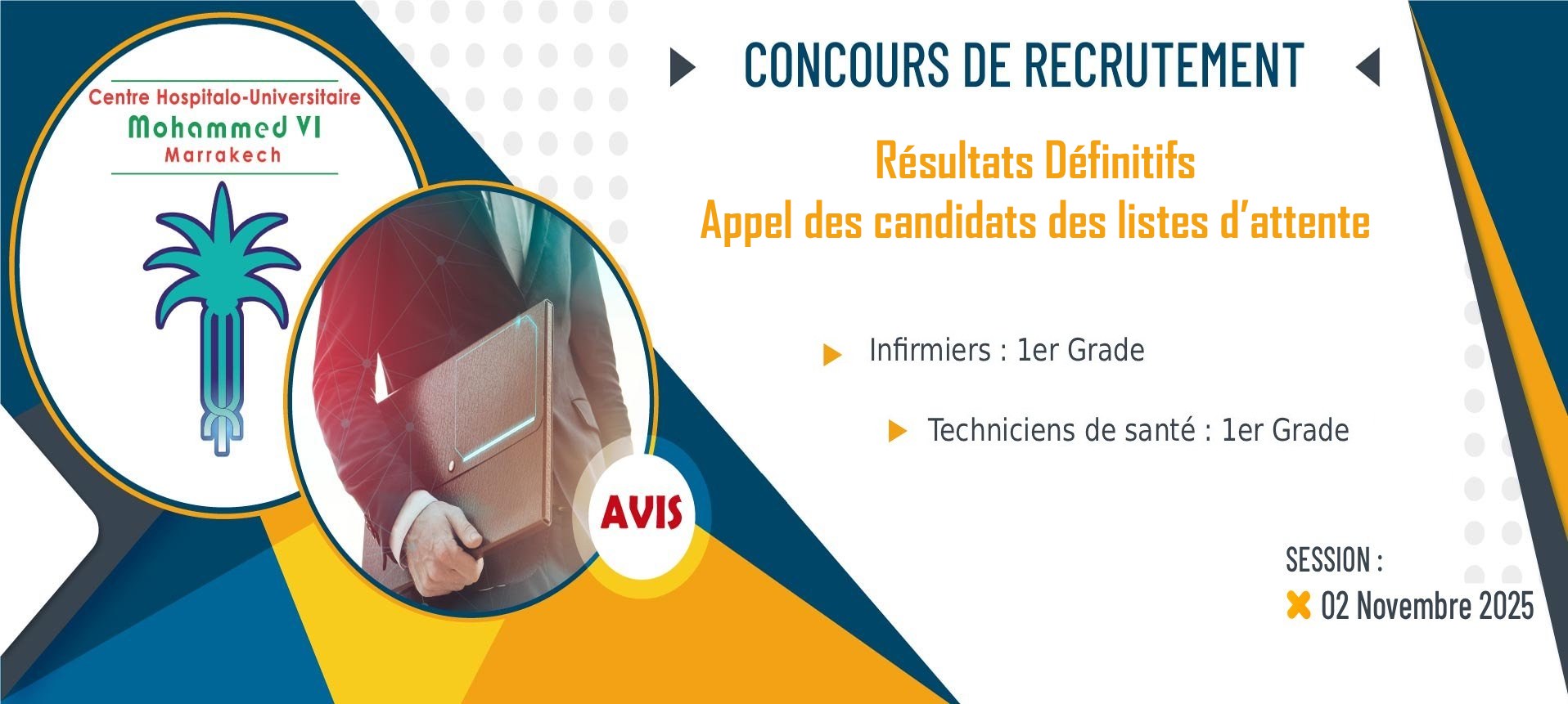 Résultats définitifs du concours de recrutement - Appel des candidats des listes d’attente - Session : 02/11/2025