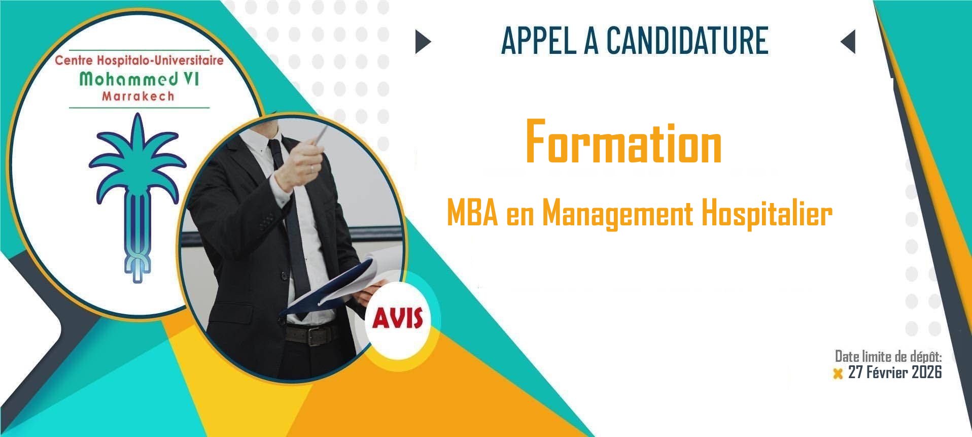 Appel à candidature pour une formation: MBA en Management Hospitalier - 27 Février 2026